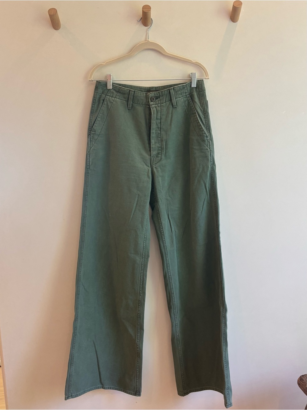 Mother Womens’ Green The Major Sneak Roller Wide Leg Jeans Size 27